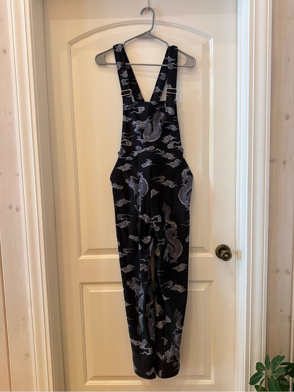 Blackmilk Black Dragon-Print Overalls Jumpsuit